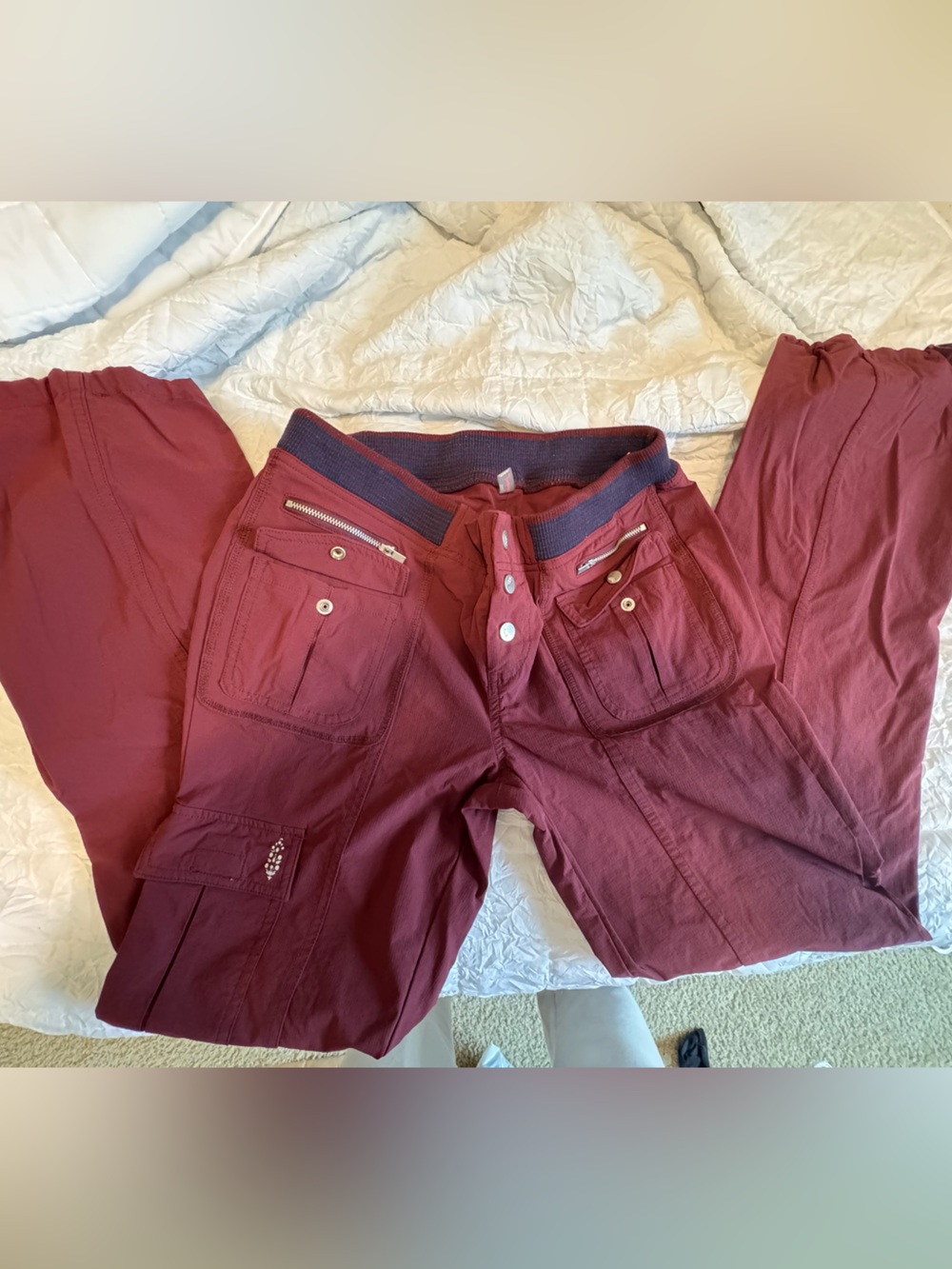 Free People Burgundy High-Waist Wide Leg Pants - Picture 2 of 5